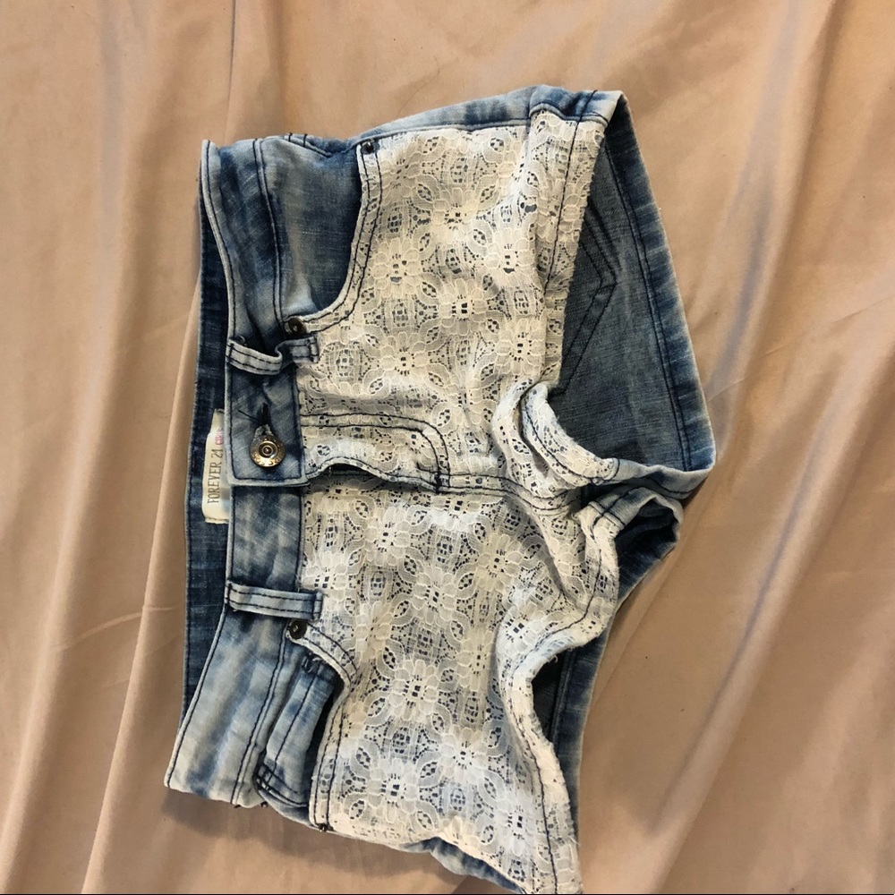 lace jean shorts